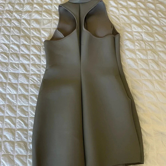 Skims gray rubberized scuba swim front zip mock neck dress - Picture 11 of 11